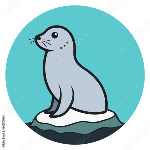 cute cartoon seal and sea lion on the beach vector illustration