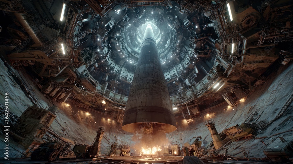 Fototapeta premium Futuristic industrial facility interior