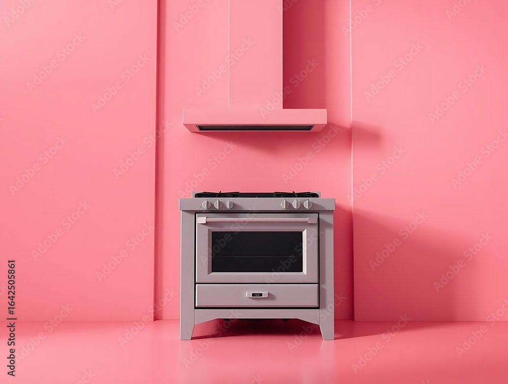 Fototapeta premium Pastel Kitchen Appliances in a Minimalist Pink Setting for Design Concepts
