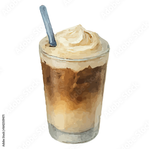 Iced Coffee with Whipped Cream and Straw – Refreshing Summer Pick-Me-Up