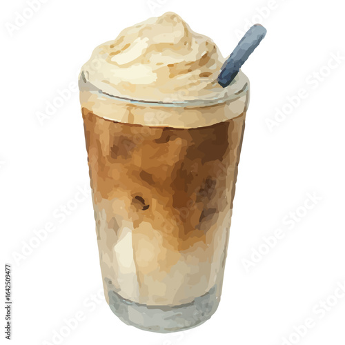 Iced Coffee with Whipped Cream and Straw – Refreshing Summer Pick-Me-Up