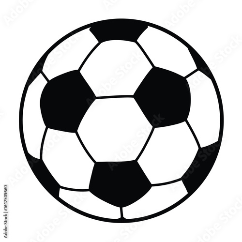Vector illustration of Black and white outline of a soccer ball on a white background football sport