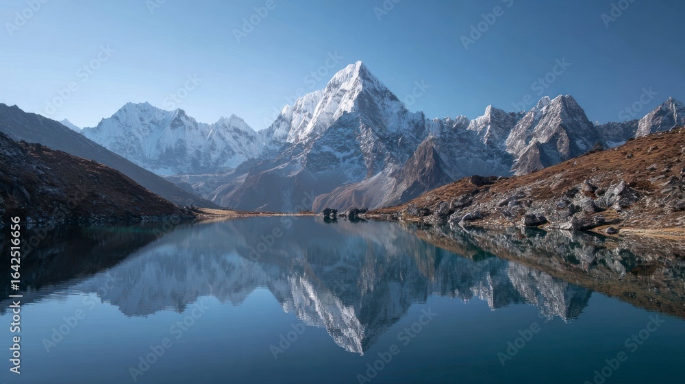 Obraz premium Mountain lake reflection scenic view