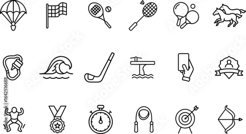 Minimal Line Icons for Games, Training, and Outdoor sports Activities.