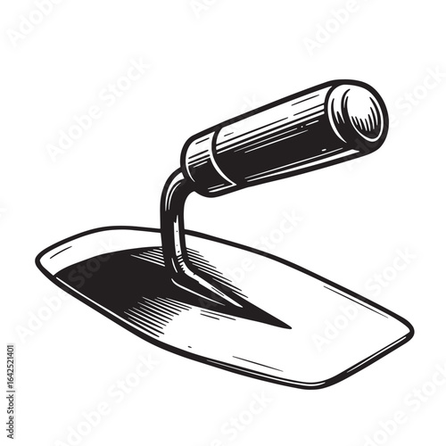 Detailed vintage illustration of a trowel used for construction and cement work