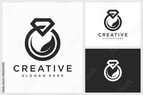 Diamond Leaf Design Inspiration. Diamond Leaf Symbol Logo Vector Template Design, Diamond Leaf Design Logo Vector Illustration