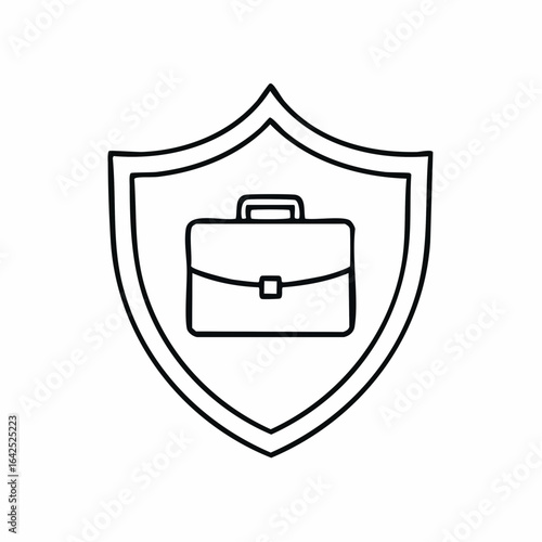 Minimalist line art icon symbolizing business security, financial protection, and employment insurance.