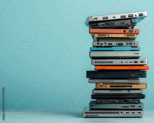 A stack of old laptops showcasing the evolution of technology, Types and Examples of Early Laptops