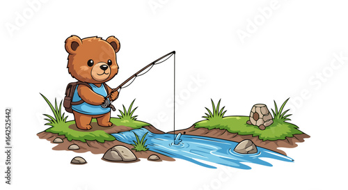 cute bear cub fishing by the stream perfect for kids books