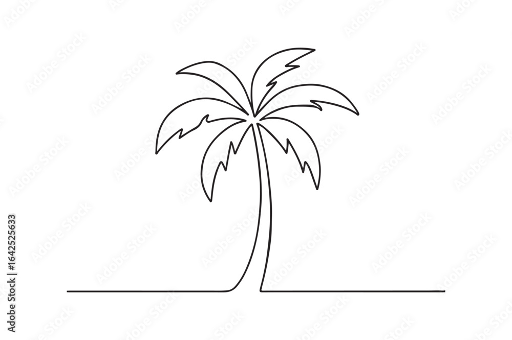 Fototapeta premium Palm Tree continuous one line drawing minimalism design
