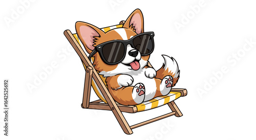 cool corgi relaxing in beach chair summer fun and pet happiness