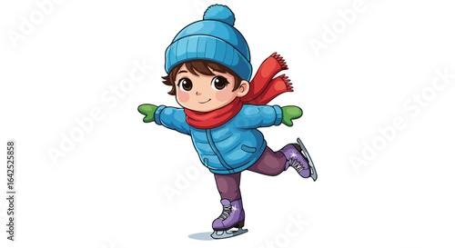 adorable child ice skating winter fun festive holiday designs