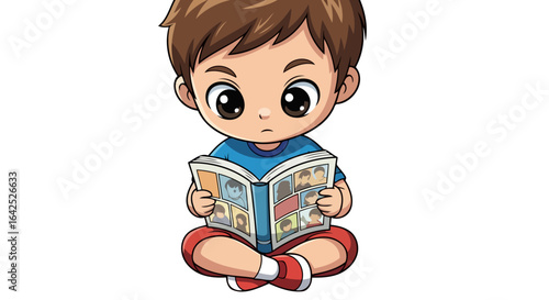 engrossed child reading comic book perfect for childrens literature