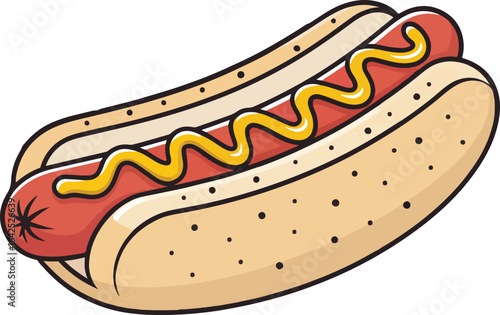 Hot dog illustration vector design, Hot dog logo design isolated in white background