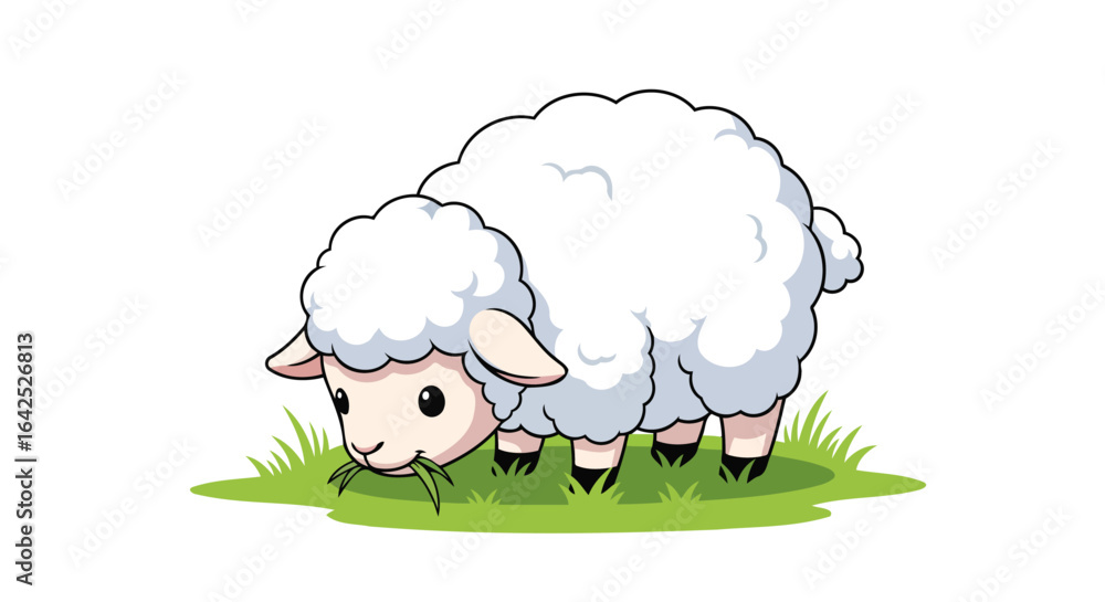 Obraz premium adorable lamb grazing perfect for childrens books and farm illustrations