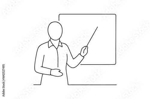 Teacher at Board continuous one line drawing minimalism design