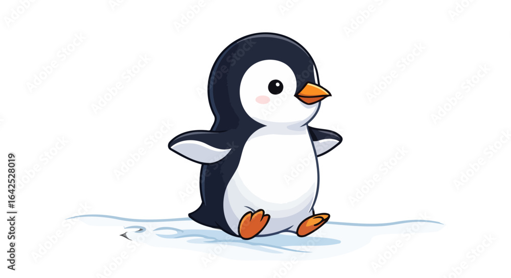Obraz premium adorable baby penguin waddling on ice perfect for childrens books