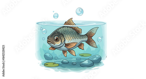 single fish in glass tank perfect for aquarium or pet shop designs