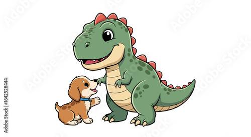 adorable trex and puppy perfect for childrens books and cute designs