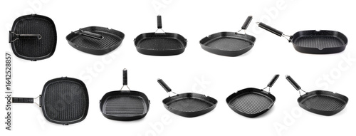 Set of many grill pans on w...