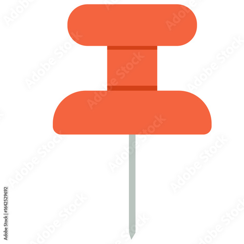 Flat style vector of a red push pin for office, school, memo boards, and organizational design illustrations.