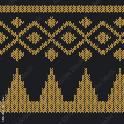Vector illustration of Malaysian textile, Tiang Seri Songket. Traditional malay motive knitted pattern