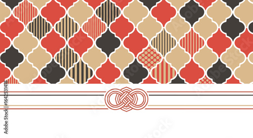 Elegant moroccan quatrefoil pattern design with intricate endless knot motif and decorative border