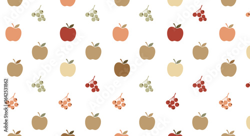 A delightful autumn pattern featuring fresh apples and grapes perfect for seasonal decor and textiles