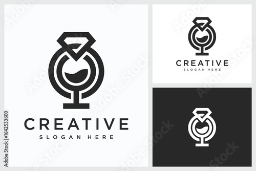 Diamond Wine Design Inspiration. Diamond Wine Symbol Logo Vector Template Design, Diamond Wine Design Logo Vector Illustration