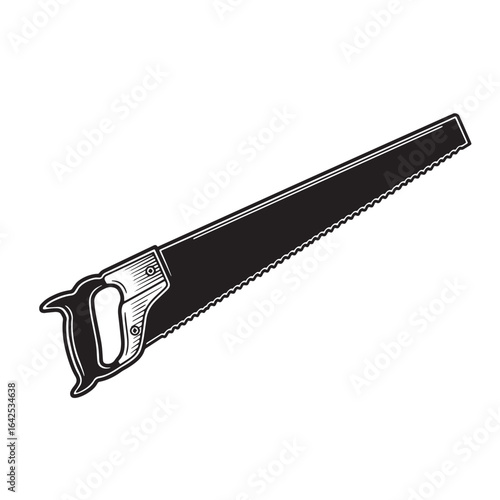 Vector illustration of a classic hand saw isolated on a bright white background