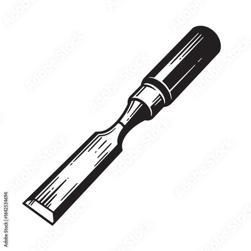 Vector illustration of a classic woodworking chisel isolated on a clean white background