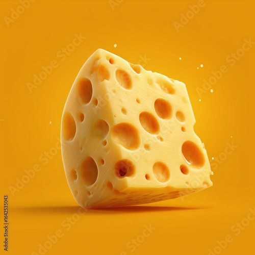 Minimalistic cartoon-style cheese icon vector illustration, flat design with clean lines, solid yellow background, no shadows or gradients, perfect for stickers or digital graphics.