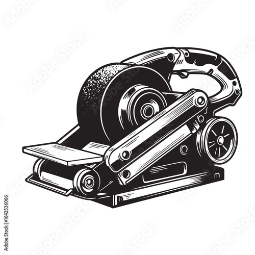 Vintage style illustration of a bench grinder tool for grinding sharpening and construction