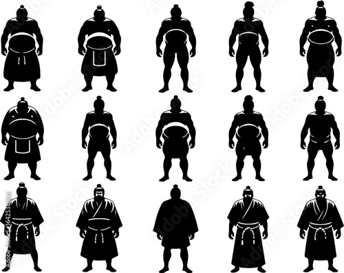 Vector sketch illustration silhouette design image of athlete character weighted sumo sport traditional japan
