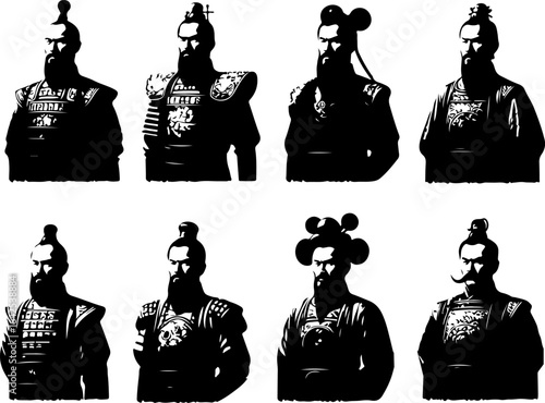 Vector sketch illustration silhouette design image of traditional Chinese royal official philosopher character wearing traditional ethnic classic uniform