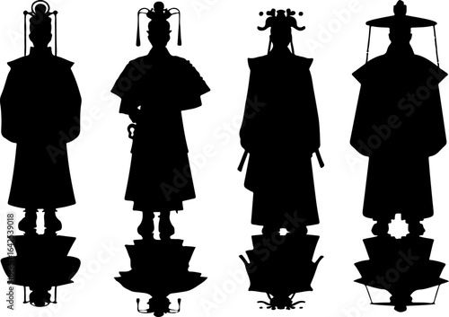 Vector sketch illustration silhouette design image of traditional Chinese royal official philosopher character wearing traditional ethnic classic uniform