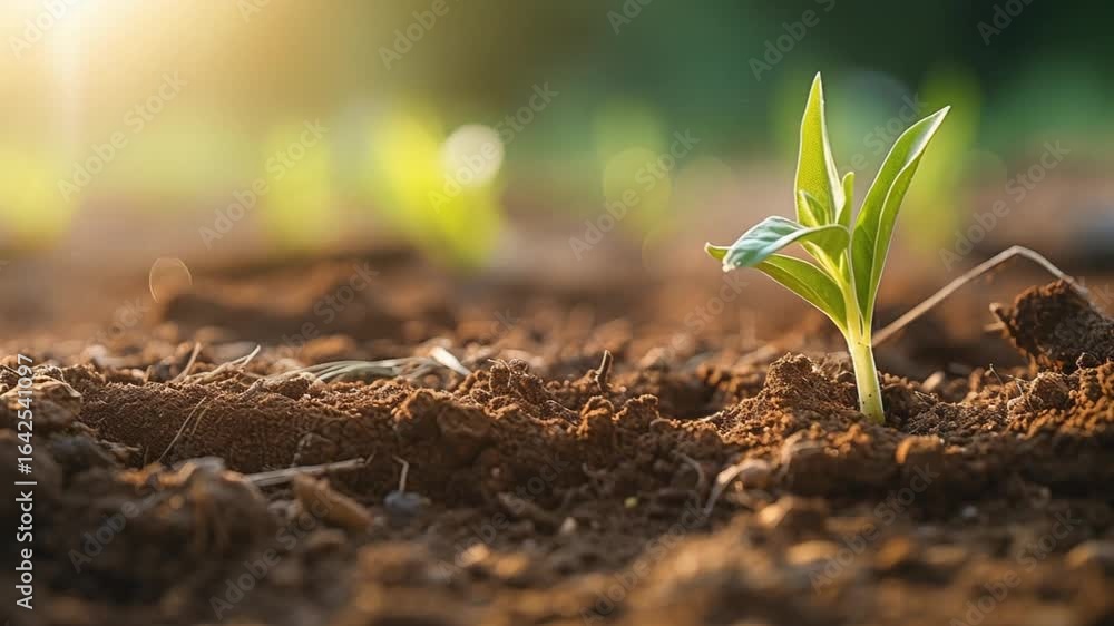 地面から芽を出す植物のタイムラプス動画