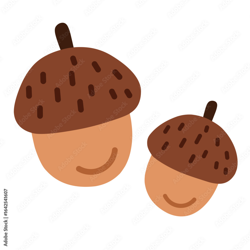 Fototapeta premium Cute brown acorn in flat style, great for autumn, forest, and nature themes.