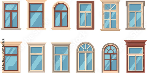 Collection of Various Architectural Window Styles, Frames, and Designs