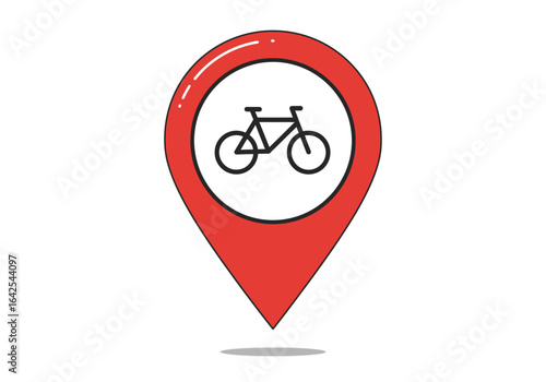 Free Download Red Location Pin with Bicycle Icon Inside Navigation Symbol. - GFXLoad