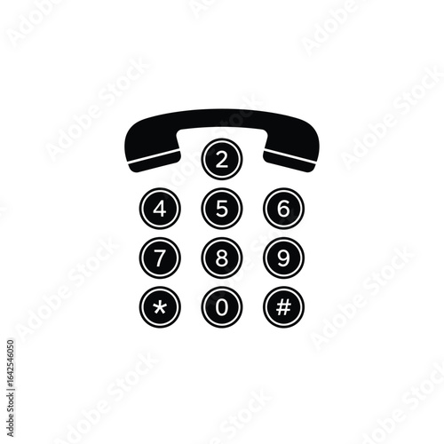 Illustration of black telephone handset with numeric keypad isolated on white background
