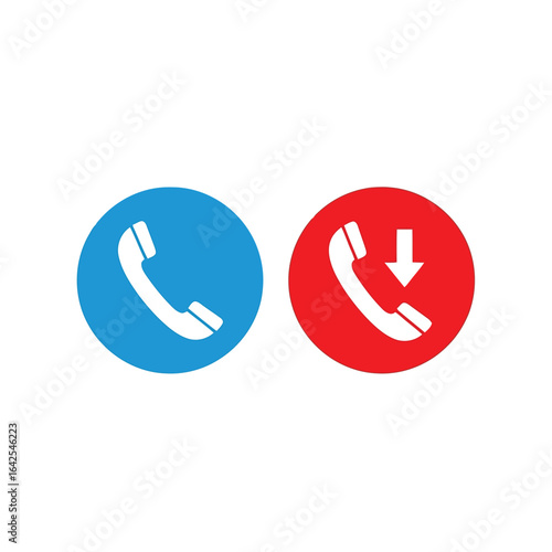 Illustration of incoming and outgoing call icons isolated on white background