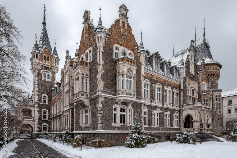 Fototapeta premium Ornate Mansion in Winter