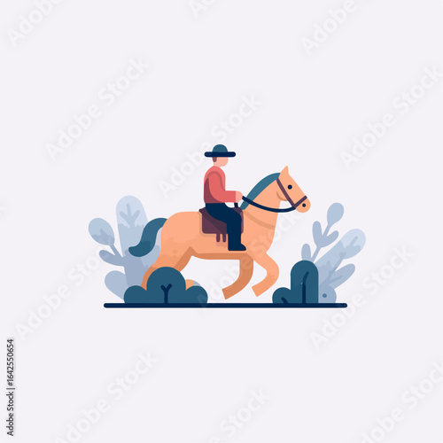 flat illustration of a person riding a horse