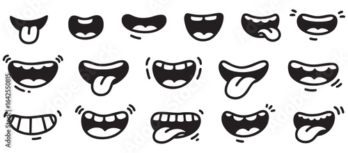 set of mouths vector with different expression and movement