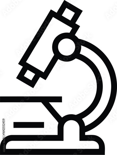 Minimalist Line Art of a Scientific Microscope, Isolated