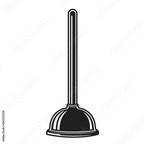 A simple black and white plunger illustration perfect for plumbing and home repair themes