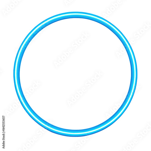 blue round frame glowing isolated on white background. PNG