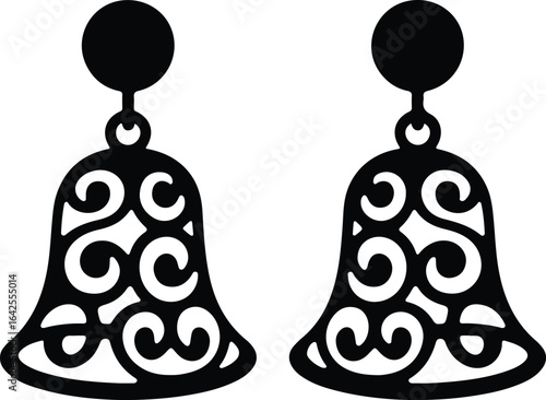 Elegant ornate bell earrings dangle design