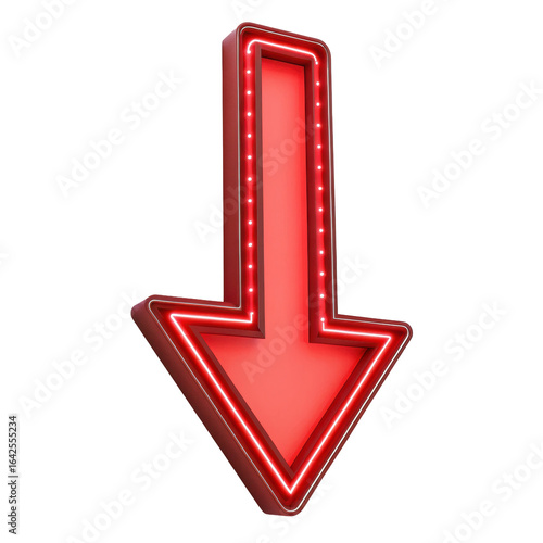 red down arrow sign isolated on white background. PNG